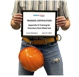 Appendix D Voluntary Dust Mask Use Training Certification